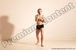 Underwear Martial art Man White Moving poses Slim Short Blond Dynamic poses Academic